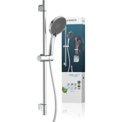 Barre de douche et douchette à main avec pommeau de douche réglable sur 3 positions, kit de douche avec colonne de douche, pommeau de douche avec tuyau et support, panneau de (1/5)