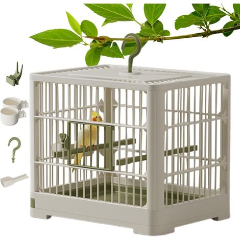Gabbia da viaggio per piccoli uccelli, gabbia grande per pappagalli - Gabbie portatili per uccelli per contenitori, include un palo di supporto, un vassoio rimovibile, ecc. (1/5)