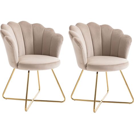 Sedia in Velluto e Metallo Beige e dorato - Lotto di 2 - FIORI II