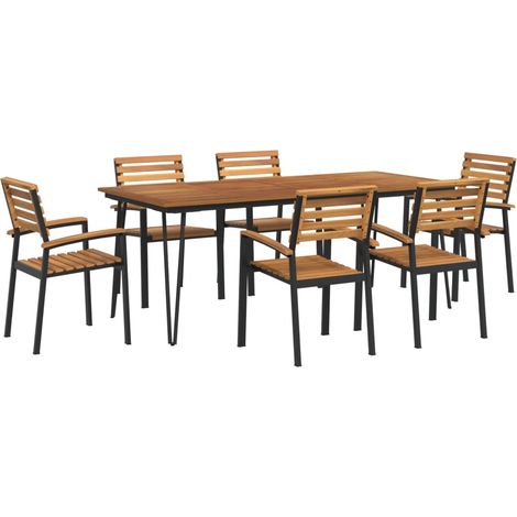 Maison Exclusive - 7-tlg. Garten-Essgruppe Massivholz Akazie und