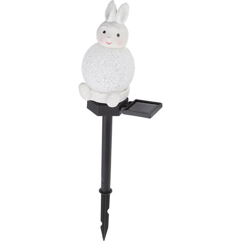 Lapin blanc LED solaire insérable paysage, lampe solaire colorée jardin décor Noël Thanksgiving (1/5)