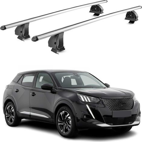 OMAC Barres de toit transversales en aluminium pour Peugeot 2008 2019-2026 – TÜV / DIN 75302:2019 – Antivol inclus – Charge max 75 kg – 2 barres – Gris