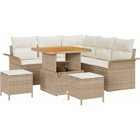 Garden Sofa Set with Cushion with Storage 8 pcs Beige and Cream vidaXL