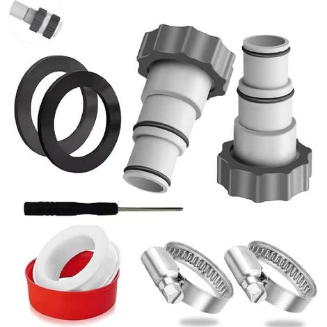 Adaptateur Tuyau Piscine, Lot de 2 adaptateurs de Piscine, kit de raccordement, Adaptateur de Tuyau pour Pompes, 32-38 mm (1/4)