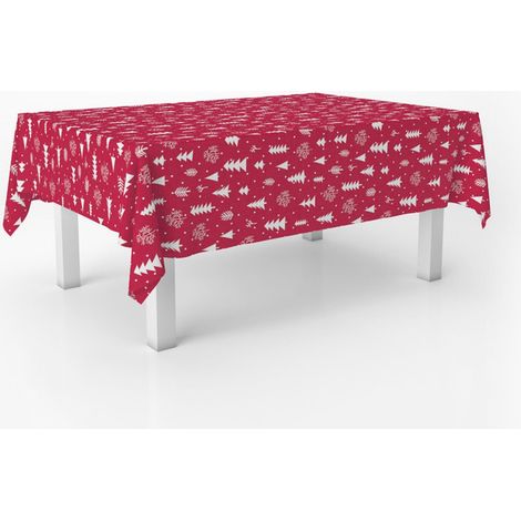 Nappe de Noël Toile cirée Lavable carrée 140x140 cm Sapin (1/5)