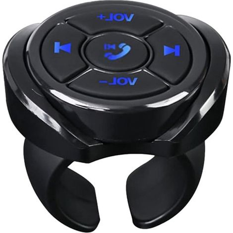 Bouton de commande à distance, commande au volant, commande musicale, installation sans fil, portée de 10 mètres, noir (1/5)