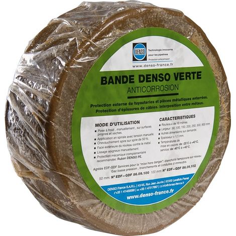 Lot de 12 bandes anticorrosion 50mm x 10m – Imperméable eau et gaz – Application à froid sans primaire – Agréée GrDF – Denso