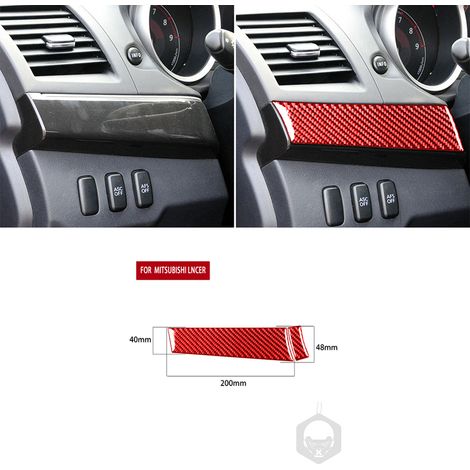 (Tableau de bord LHD) Compatible avec Mitsubishi Lancer EVO X MR 2008-2015 - Accessoires auto - Kit d'autocollants décoratifs intérieurs en fibre de carbone rouge pour porte de garage relevable (1/5)