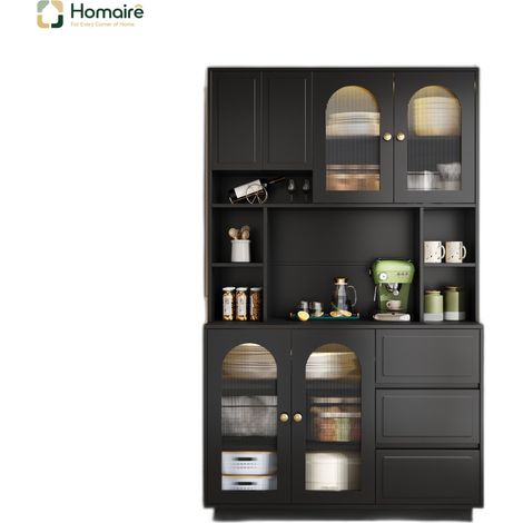 Flur- Garderobenschrank schwarz aus MDF 106 x 30 x 175 cm HOMAIRE (1/5)