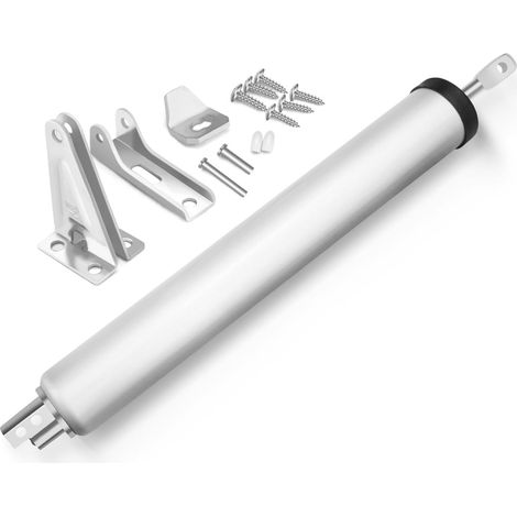 Silver Pneumatic Door Closer Kit for Screen and Storm, Door Damper with Bracket and Parts, Silent Door Closer with Adjustable Closing Speed (Silver) (1/5)