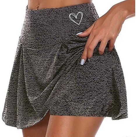 Jupes de tennis, de golf et de yoga pour femmes, poches latérales, 2 en 1, séchage rapide, pour le yoga, le fitness et la salle de sport, motif cœur, n° 1, n° 2, n° 3, vêtements de sport extensibles-X (1/3)