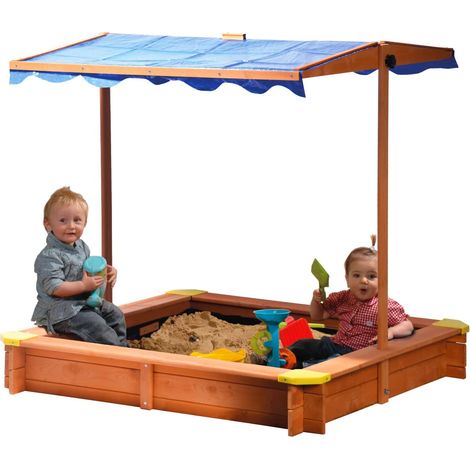 dobar 94350FSC - Aiuola per Bambini, per Giocare con la Sabbia, Tetto Regolabile in Altezza e orientabile, con Protezione UV 801, Fondo Incluso, 117 x 117 x 117 cm