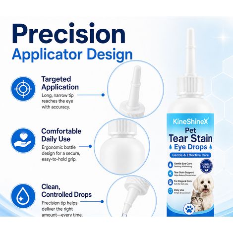 KineShineX Pet Tear Stain Eye Drops, suitable for both cats and dogs, gently cleanses tear stains around the eyes. (1/4)
