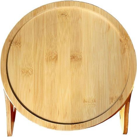 Plateaux d'accoudoir de canapé, tables d'appoint pliantes en bois et en bambou, idéales pour manger, poser télécommandes, boissons ou téléphones portables (ronds, carrés) (1/5)
