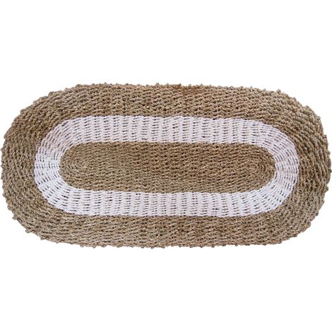 Jonc de Mer Ovale Blanc & Tan - Classique - 60x120cm- Vendu par 1 (1/2)