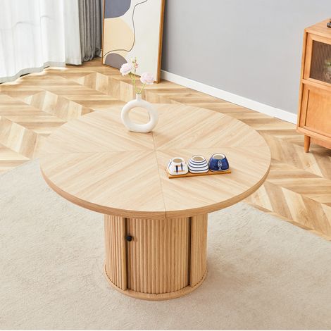 MEUBLIV Tavolo da pranzo rotondo 115 cm effetto legno con vano, 4-6 persone (1/5)