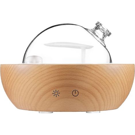 Diffuseur d'huiles essentielles en verre, base en bois véritable, diffuseur d'aromathérapie amélioré 2022, humidificateur à diffusion d'arômes, lumière LED 7 couleurs, idéal pour la maison.