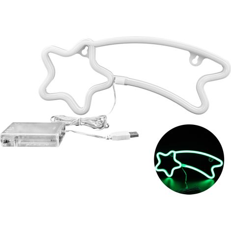 Lumière néon LED en forme de météore, lampe enseigne pour proposition, mariage, anniversaire, décoration de fête, vert.