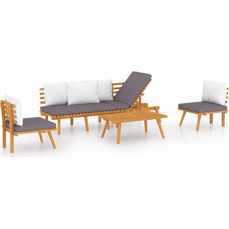 Maison Exclusive - Set Divani da Giardino 4 pz con Cuscini in Massello di Acacia (1/5)