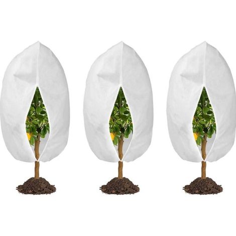 Lot de 3 Voile Hivernage Plante Exterieur 60 cm x 80 cm Voile Hivernage Plante Exterieur avec Cordon de Serrage Peut être Froid, Résistant aux Intempéries, Chaud, Réutilisable (1/4)