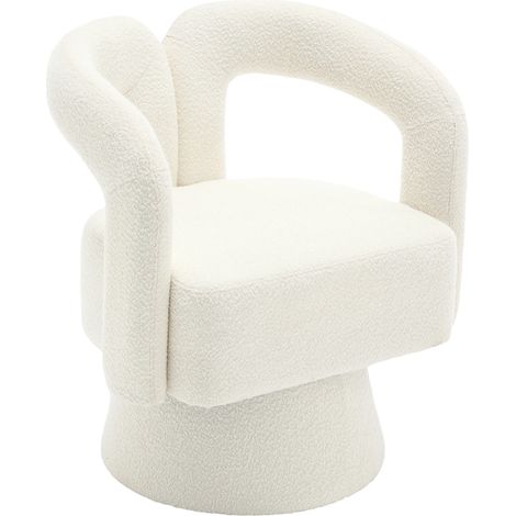 CHICFURN Sillón giratorio 67x55x74 cm bouclé beige 360° para salón, oficina y dormitorio (1/5)