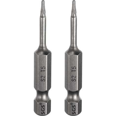 2Pcs Embout Tournevis Torx T5 Tige Hexagonale 1/4" Acier S2 (1/5)