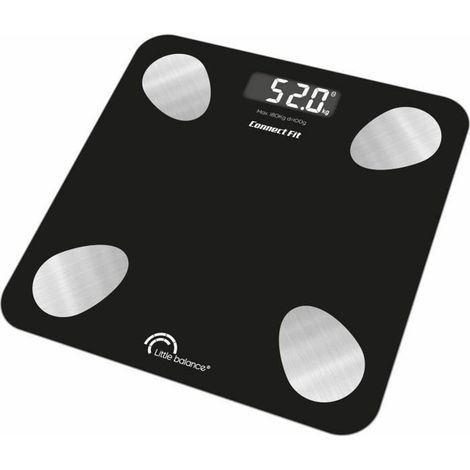 Báscula - LITTLE BALANCE - 8685 - Kit dúo conect fit - Pilas - Impedancímetro + cuerda para saltar conectada - 190 kg/100 g - Negro (1/4)