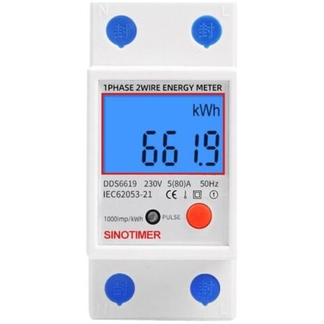 Sous compteur électrique monophasé, 80A max modulaire, Simple tarif, Affichage LCD (1/4)