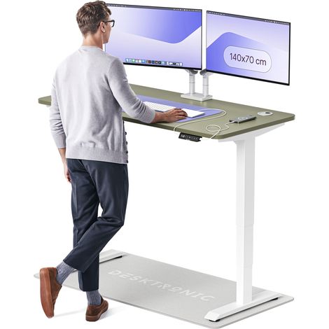 Desktronic Bureau assis debout HomePro - 140x70cm - Blanc/Vert