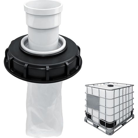 Filtre IBC Lid avec filtre en nylon lavable pour conteneurs IBC, réservoirs de pluie DN 75 DN 150 45 °, raccord de tuyau IBC, accessoires de stockage d'eau de pluie (raccord de tuyau droit + couvercle (1/5)