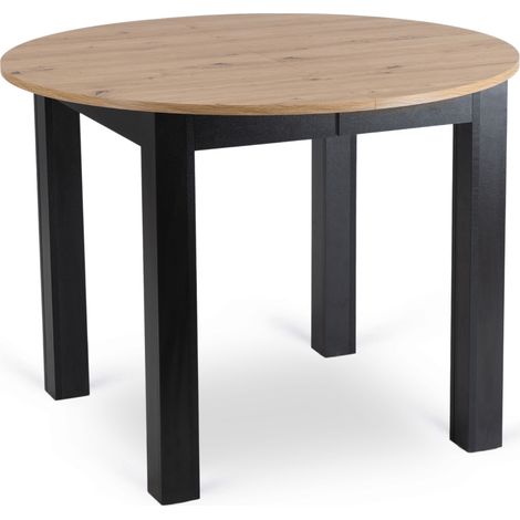 Tavolo rotondo allungabile Harry 102-142 cm, rovere artigianale/nero moderno (1/5)