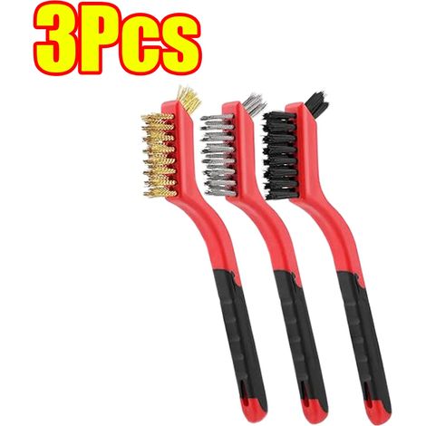 (B-3Pcs(1Set)) Brosse de nettoyage en laiton, métal laiton/acier inoxydable/nylon, adaptée aux hottes à gaz, dégraisse et élimine les taches, outil de nettoyage des plaques de cuisson (1/4)
