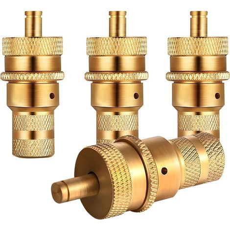 4 Pièces Tout-Terrain en Laiton Machine D'aération des Pneus S Kit, Dégonfleur De Pneus en Laiton, Dégonfleur De Pneus Automatique avec Valve De Purge, Accessoire pour Roue Voitures, Camions (1/5)