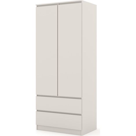 Armario MAJA 80 cm color cachemir – 2 puertas + 2 cajones, barra para colgar + estantes  sistema de muebles para toda la habitación