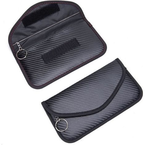 Lot de 2 Etui Anti RFID Clé Voiture Signal Blocage Faraday Pochette Sac,PROCHOSEN Pochettes Blocage Signal Clé Voiture (19,5x11cm) (1/4)