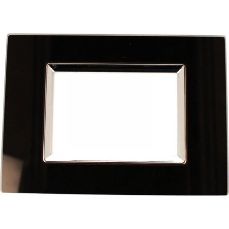 Placca Quadrata In Vetro Temperato MBL 3M Nero Compatibile Bticino Living BLN84302
