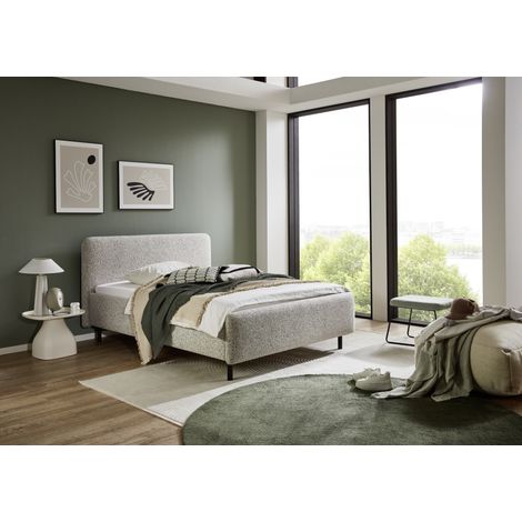 Meise Möbel Stauraumbett Primo 140x200 cm Bettkasten & Lattenrost Strukturstoff Beige Metallfuß schwarz (1/5)