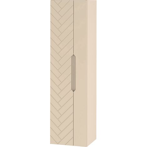 Hochschrank 35 cm breit in Beige mit gefräster Front ANGERA-140 (1/5)