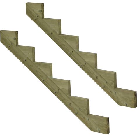 Pack 2 pièces - Limon bois autoclave - 6 marches - H 102cm