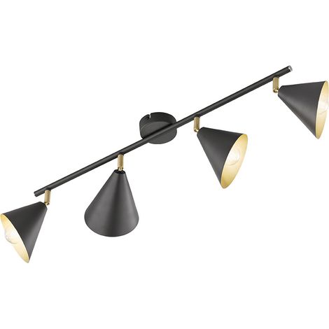 Faretto LED bar orientabile plafoniera 4 fiamme plafoniera antracite oro, 4x E14, LxH 72x21 cm Wofi 10159