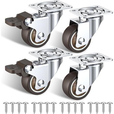 Möbelrollen – 4er-Set – Geräuscharm, TPR – 90 kg Tragkraft, Sicherheitsbremse – Wohnzimmer, Büro, Schlafzimmer – 38 mm, Schwarz (1/5)