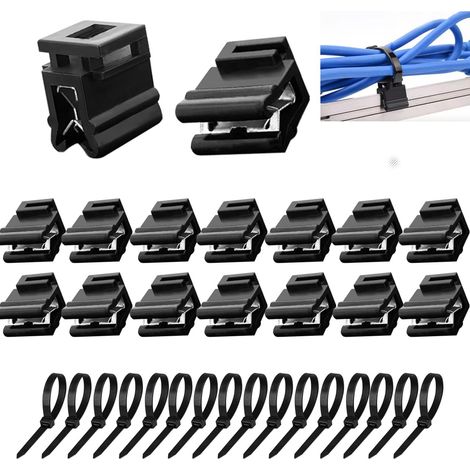 APEX Câbles en Plastique Avec Clip de Bord 16 Supports D'attache de Câble 13.8 x 11.3 x 3 mm Supports de Serre-Câbles Durable Noir Pour Une Utilisation Dans les Ateliers de Câblage et les Maisons (1/5)