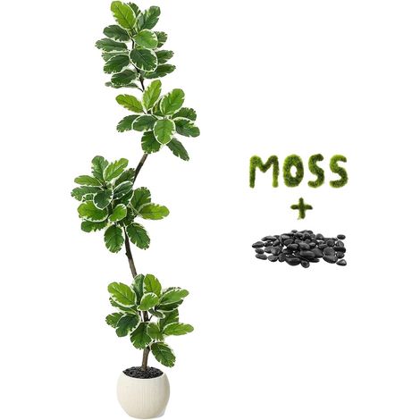 Árbol artificial, hojas realistas, maceta decorativa, 182 cm (72 pulgadas) (1/2)