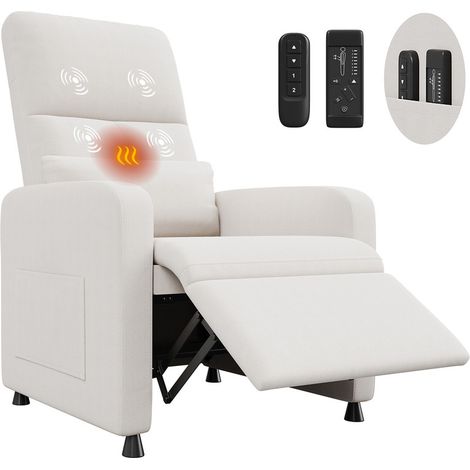 Fauteuil inclinable électrique avec chauffage et massage – Dossier réglable, port USB et poches latérales pour salon (1/5)
