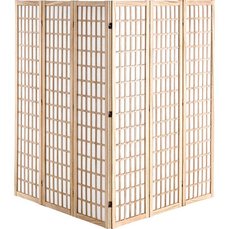 Mophorn Raumteiler, 6-teiliger Sichtschutz im japanischen Stil, faltbare Holztrennwand für den Innenbereich, tragbare Dekoration für Home-Office, Restaurant und Schlafzimmer (1/5)