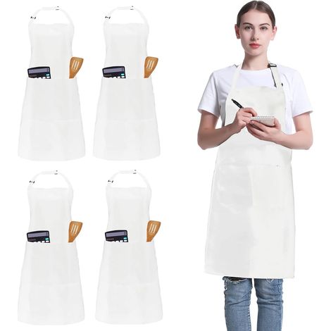 4 Tablier, 2 poches, polyester, ajustable, cuisine, jardinage, restaurant (1/5)