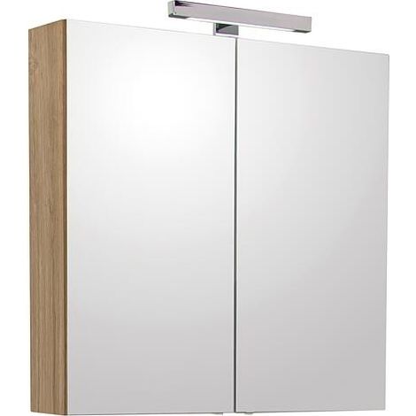 Armoire à glace Estra avec éclairage LED Chêne noueux 2 portes 700x770x208mm (1/5)