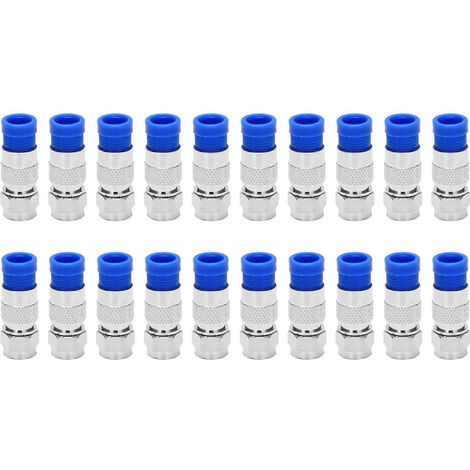 20 connecteurs coaxiaux à compression RG6 type F, bleus (1/5)