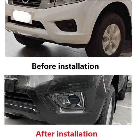4x pour Nissan Navara NP300 2016-2021, cadre décoratif de phare antibrouillard avant en fibre de carbone, autocollant (1/5)
