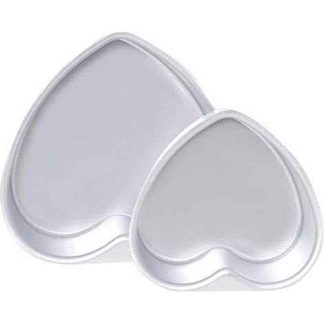 Teglie per torte a forma di cuore - 2 pezzi - Alluminio - 5/6 di pollice